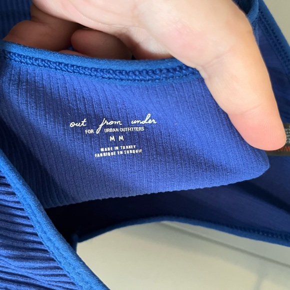 Out from Under blue ribbed halter top /bralette tank - Picture 4 of 4